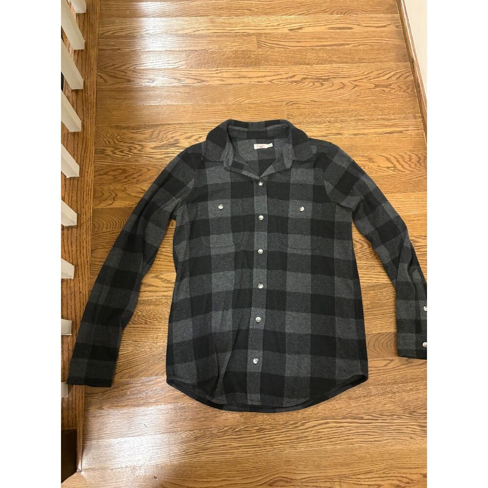 Faherty Buffalo Plaid Flannel Shirt –Charcoal/Black – Women's XS (Boyfriend Fit)